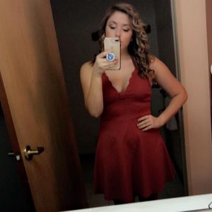 Burnt Orange Franscesca Miami halter dress